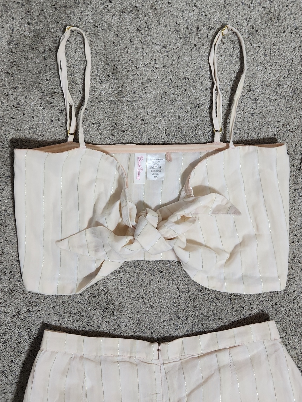 Beach Bunny Eastyn Top (Medium) and Ramsey Pant (Small) Set in Metallic Stripe - Picture 3 of 10